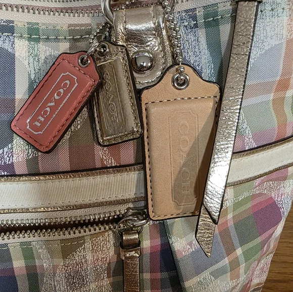 Coach Poppy Madras Plaid Pattern tote - Picture 2 of 5
